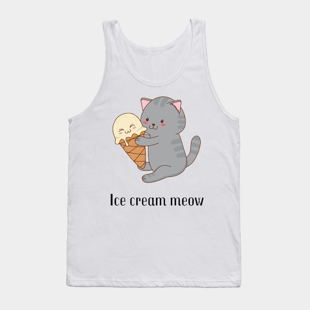 Ice Cream Meow Cute Ice cream pun Tank Top by Butterfly Lane